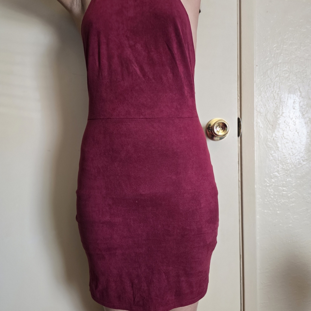 Elegant Burgundy Halter Dress